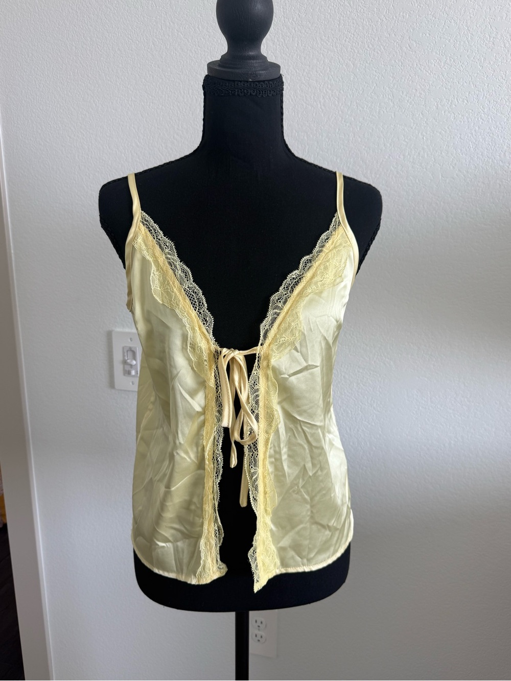 Yellow Lace-Trim Slip Top